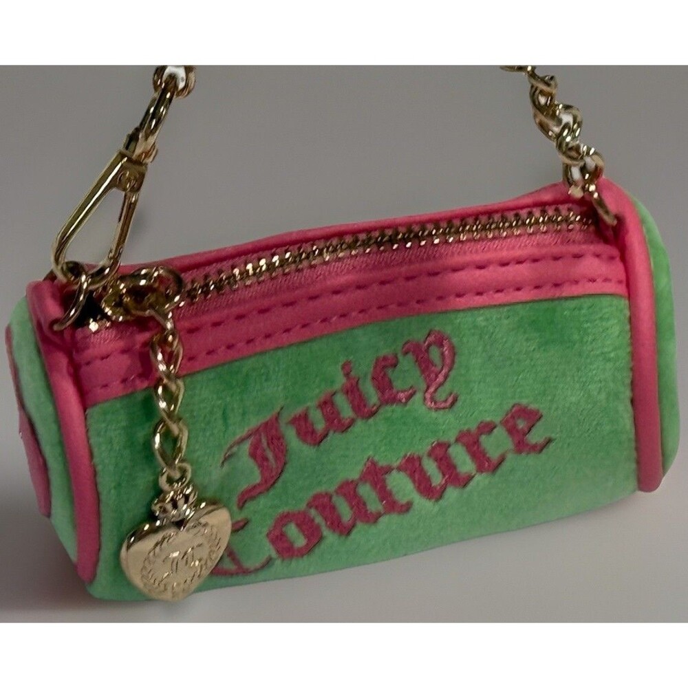 Juicy Couture Retro Green Pink Velour Mini Barrel Charm